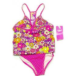 SPEEDO JR GIRLS 2 PC FLORAL AND POLKA DOT