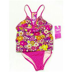 SPEEDO JR GIRLS 2 PC FLORAL AND POLKA DOT