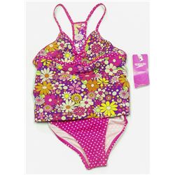 SPEEDO JR GIRLS 2 PC FLORAL AND POLKA DOT