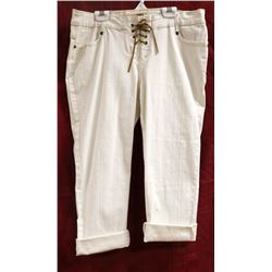 FASHION EXPRESS WOMENS WHITE DENIM LACE UP