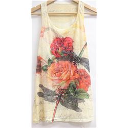 WOMENS TANK TOP WITH DRAGONFLY FLOWERS