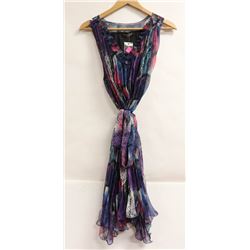 TEMPTATION WOMENS SLEEVELESS RUFFLE NECK WITH BELT