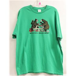 GILDAN MENS GREEN BEAR T-SHIRT SIZE XL