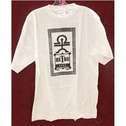 SOGO MENS WHITE RETRO EDGE TSHIRT SIZE L