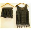 Image 1 : TEMPTATION WOMENS 2 PC BLACK CROCHET TANK AND