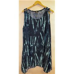 DKR WOMENS SLEEVELESS LONG SHIRT BLUE ON NAVY