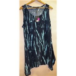 DKR WOMENS SLEEVELESS LONG SHIRT BLUE ON NAVY