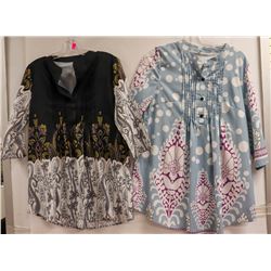 LOT OF 2 WOMENS 3/4 LENGTH SLEEVE BUTTON UP SHIRTS