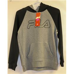 BOYS YOUTH BLACK AND GREY FILA HOODIE SIZE L