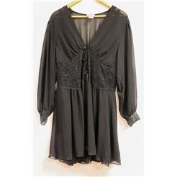 FM LINGERIE BLACK SHEER AND LACE 3 BUTTON