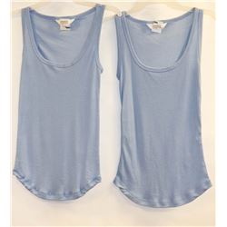 LOT OF 2 DANSKIN WOMENS LIGHT BLUE TANK TOPS
