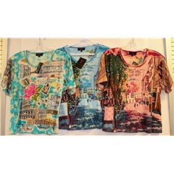 LOT OF 3 TEQUILA WOMEN CITY SCAPE PRINT TSHIRTS