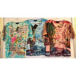 LOT OF 3 TEQUILA WOMEN CITY SCAPE PRINT TSHIRTS