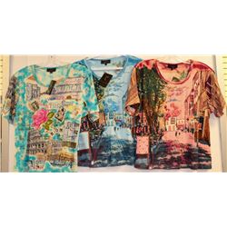 LOT OF 3 TEQUILA WOMEN CITY SCAPE PRINT TSHIRTS