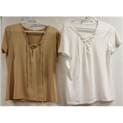 WOMENS SILK STYLE LACE FRONT TSHIRT WHITE AND