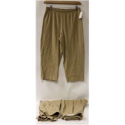 LOT OF 3 WOMENS BASIC EDITIONS TAN CAPRI LEGGINGS