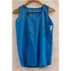 WOMENS SHEER SLEEVELESS SHIRT BLUE SIZE M
