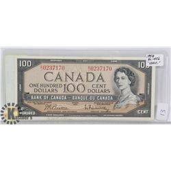 1954 CANADIAN $100 NOTE