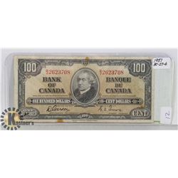 1937 CANADIAN ONE HUNDRED DOLLAR NOTE