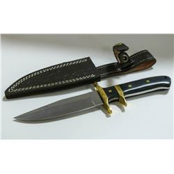 STAINLESS STEEL BOWIE KNIFE WITH BUFFALO HORN &