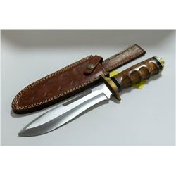 STAINLESS BOWIE HUNTING KNIFE W/ WALNUT & BRASS