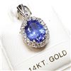 Image 1 : 44)14 KARAT WHITE GOLD TANZANITE & DIAMOND PENDANT