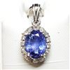 Image 2 : 44)14 KARAT WHITE GOLD TANZANITE & DIAMOND PENDANT