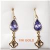 Image 1 : 41)18 KARAT YELLOW GOLD PAIR OF TANZANITE EARRINGS