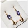 Image 2 : 41)18 KARAT YELLOW GOLD PAIR OF TANZANITE EARRINGS