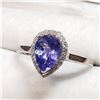 Image 3 : 22) 14 KARAT WHITE GOLD TANZANITE & DIAMOND RING