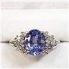 Image 1 : 18) 14 KARAT WHTIE GOLD TANZANITE & DIAMOND RING