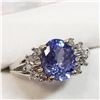 Image 2 : 18) 14 KARAT WHTIE GOLD TANZANITE & DIAMOND RING