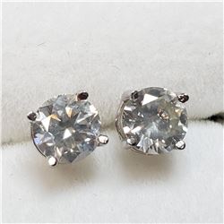 16) 14 KARAT WHITE GOLD PAIR OF DIAMOND STUD