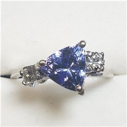 1) 14 KARAT WHITE GOLD FANCY CUT TANZANITE &