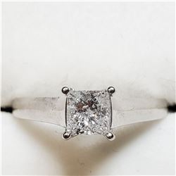 4) 14 KARAT WHITE GOLD  DIAMOND SOLITAIRE RING