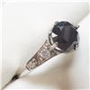 Image 2 : 6) 14 KARAT WHITE GOLD BLACK DIAMOND RING, SIZE 7