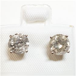 7) 14 KARAT WHITE GOLD PAIR OF DIAMOND EAR STUDS