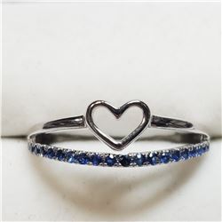 8) 14 KARAT WHITE GOLD SAPPHIRE RING, SIZE 7-1/2