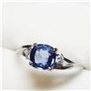 Image 3 : 9) 14 KARAT WHITE GOLD CEYLON SAPPHIRE & DIAMOND