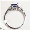 Image 4 : 9) 14 KARAT WHITE GOLD CEYLON SAPPHIRE & DIAMOND