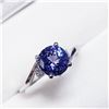 Image 3 : 24) 10 KARAT WHITE GOLD TANZANITE & DIAMOND RING