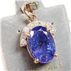 Image 2 : 29) 14 KARAT ROSE GOLD TANZANITE & DIAMOND PENDANT