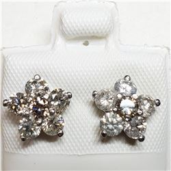 34) 14 KARAT WHITE GOLD PAIR OF DIAMOND STUD