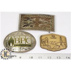 3 COLLECTORS BELT BUCKLES BPC ESSO AND MORE