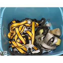 TOTE OF VARIOUS TIE-DOWN STRAPS & MORE