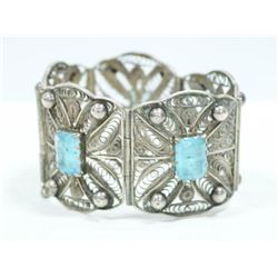 1920'S ORNATE SILVER AMD SEMI PRECIOUS STONE