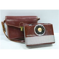 VINTAGE RCA PORTABLE RADIO IN LEATHER CASE