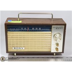 ENCASED WOODEN  SONY TRANSISTOR RADIO