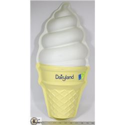 PLASTIC DAIRYLAND DQ ICE CREAM CONE SIGN