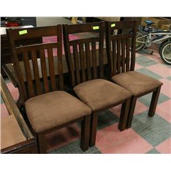 3 SOLID WOOD DARK BROWN HIGHBACK